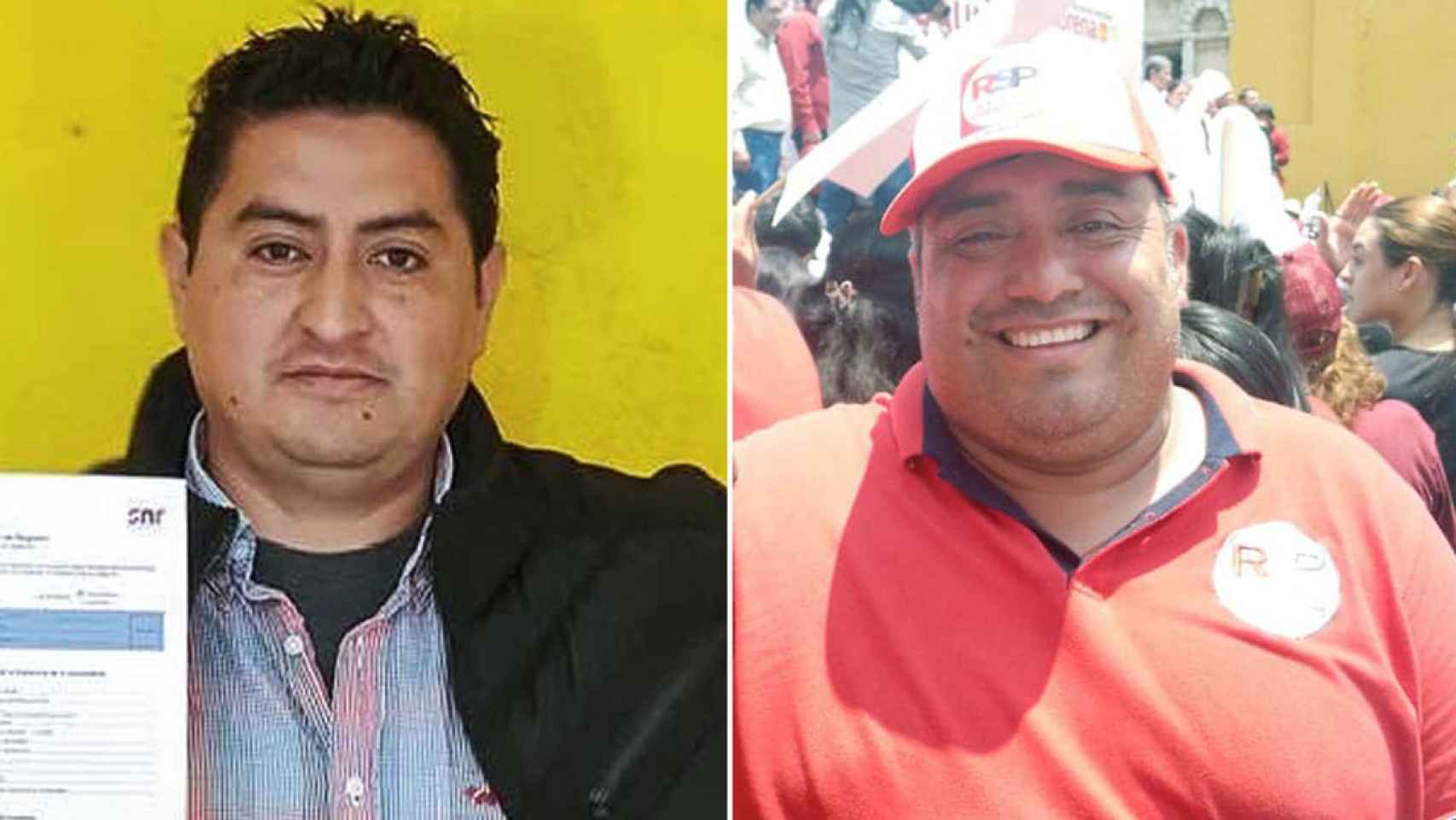 Luis Ángel 'El Triste' Flores Calvo (i), del partido Chiapas Unido, y Domingo González (d), de Redes Sociales Progresistas.