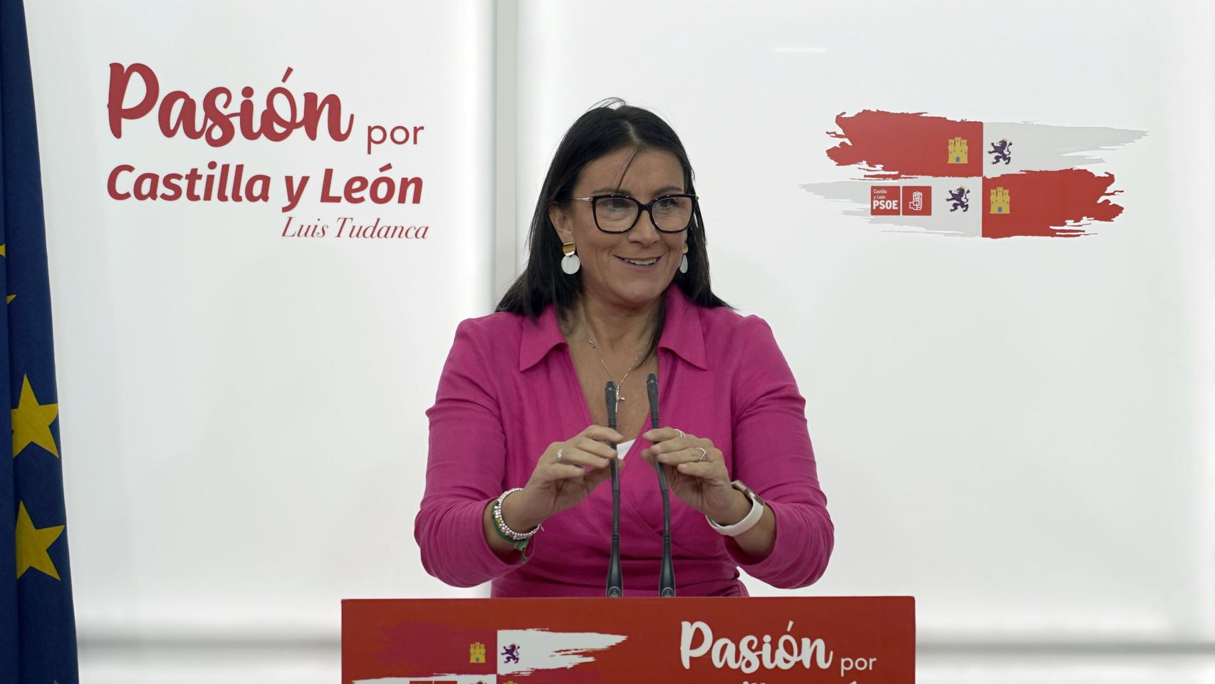 La secretaria de Organización del PSOE de Castilla y León, Ana Sánchez, durante la rueda de prensa de este martes.