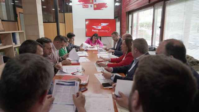 Imagen de la reunión entre la secretaria de Organización del PSCyL, Ana Sánchez, y los secretarios de Organización de las nueve provincias de la Comunidad, este martes.