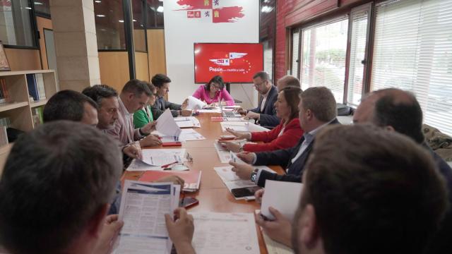 Imagen de la reunión entre la secretaria de Organización del PSCyL, Ana Sánchez, y los secretarios de Organización de las nueve provincias de la Comunidad, este martes.