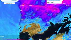 Imagen de las abundantes lluvias penetrando en la Península.