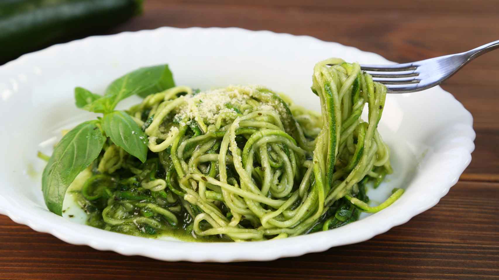 Pasta de tallarines de calabacín.