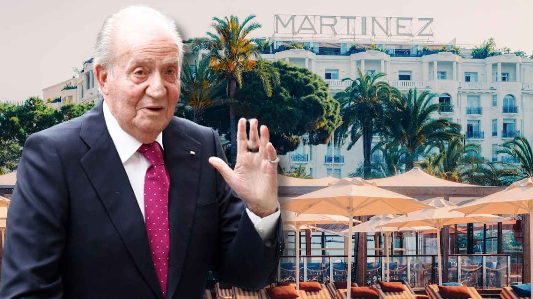 El rey Juan Carlos junto al Hotel Martínez en un montaje de JALEOS.