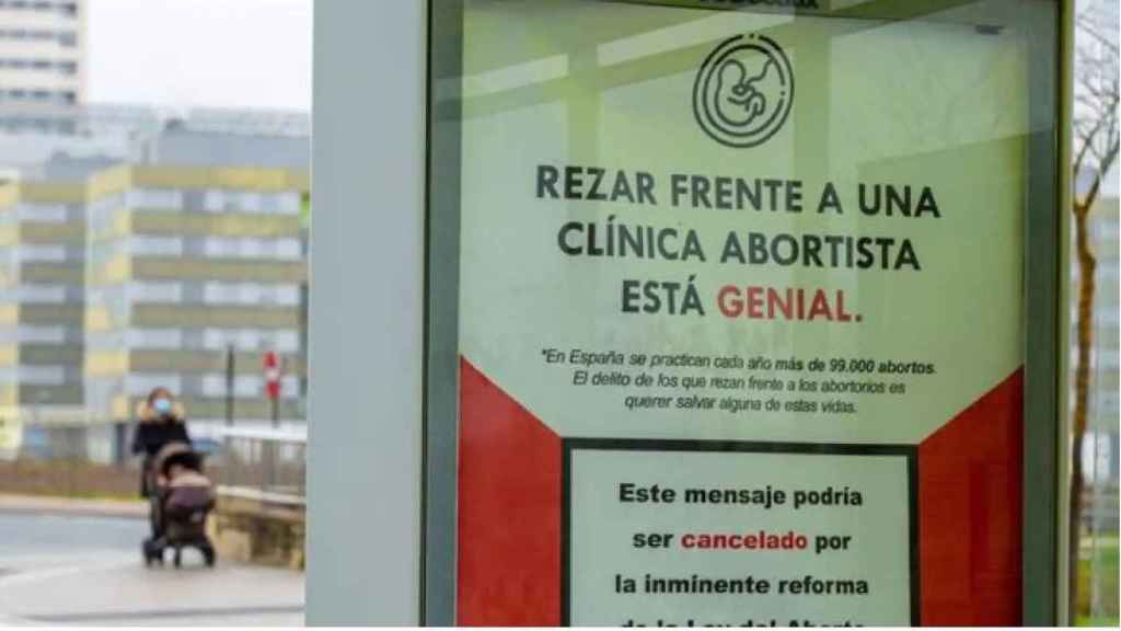 Cartel de una campaña contra las clínicas abortivas en Vitoria./