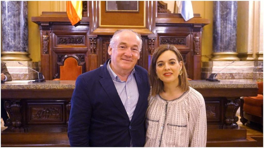 El líder popular Miguel Lorenzo junto a Judit Fontela