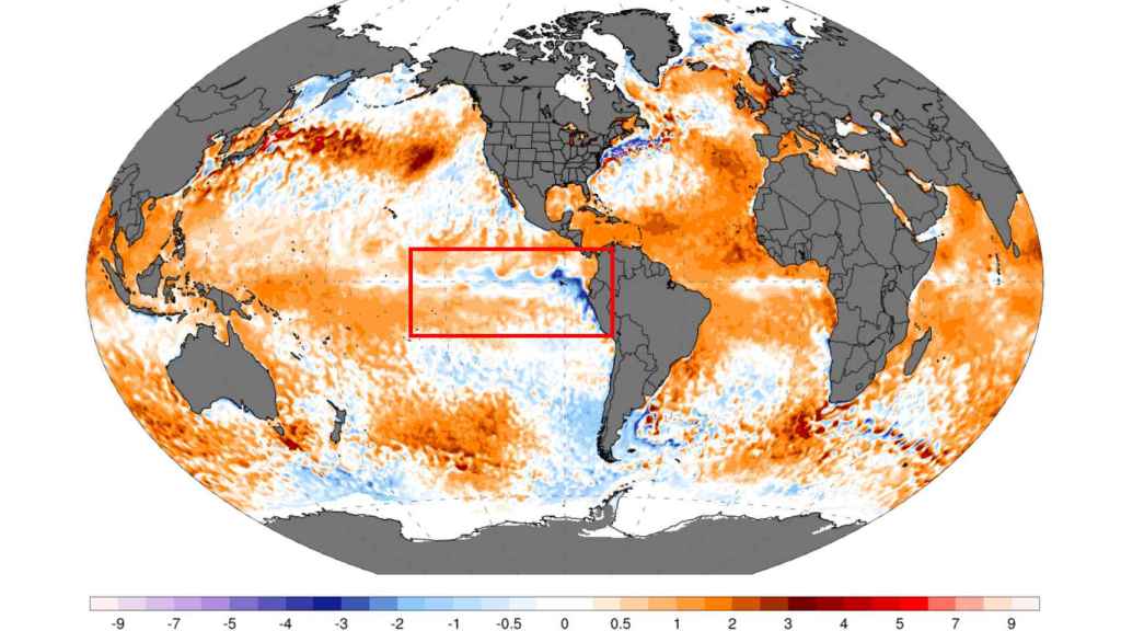 El enfriamiento de las aguas del Pacífico Ecuatorial que caracterizan a 'La Niña'. Climatereanalizer