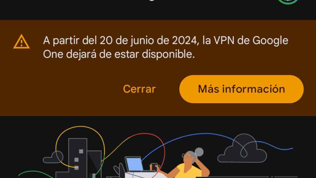 Aviso de cierre de Google VPN