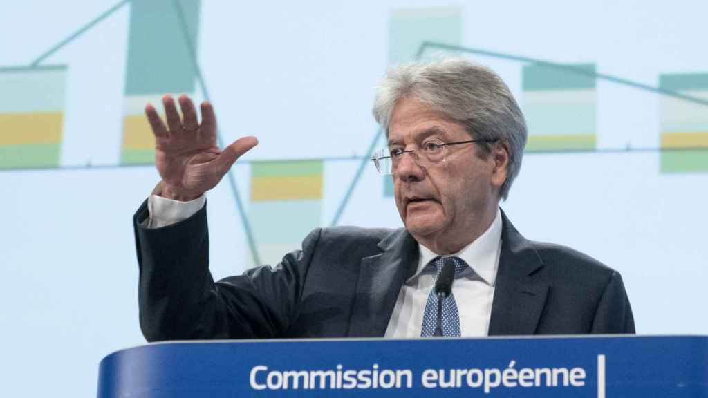 El comisario de Asuntos Económicos, Paolo Gentiloni, durante la rueda de prensa de este miércoles en Bruselas