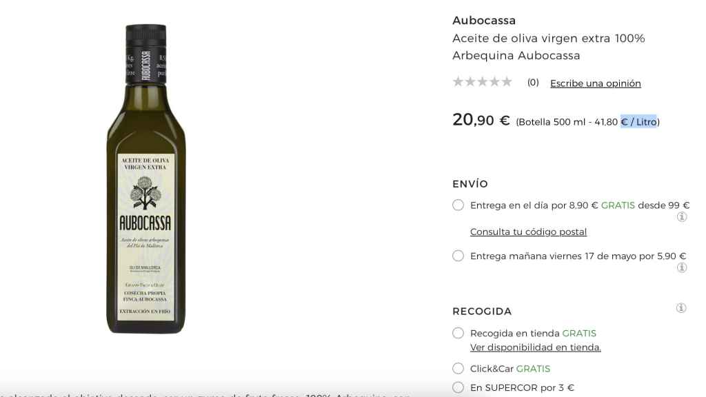 Aceite de oliva virgen extra Arbequina Aubocassa.
