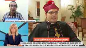 Luis Santamaría, el experto zamorano en sectas, en una de sus múltiples comparecencias en televisión por el caso de Belorado. En la imagen, con Susana Grisso en Espejo Público de Atresmedia