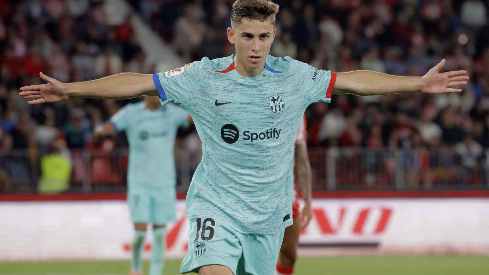 Fermín celebra su segundo gol ante el Almería.