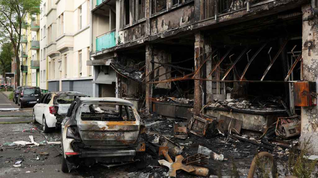 El lugar de la explosión que ha acabado con la vida de tres personas.