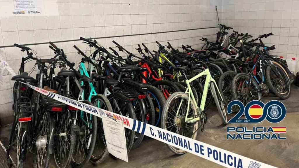 Bicicletas robadas intervenidas en una operación de la Policía Nacional en Marbella.
