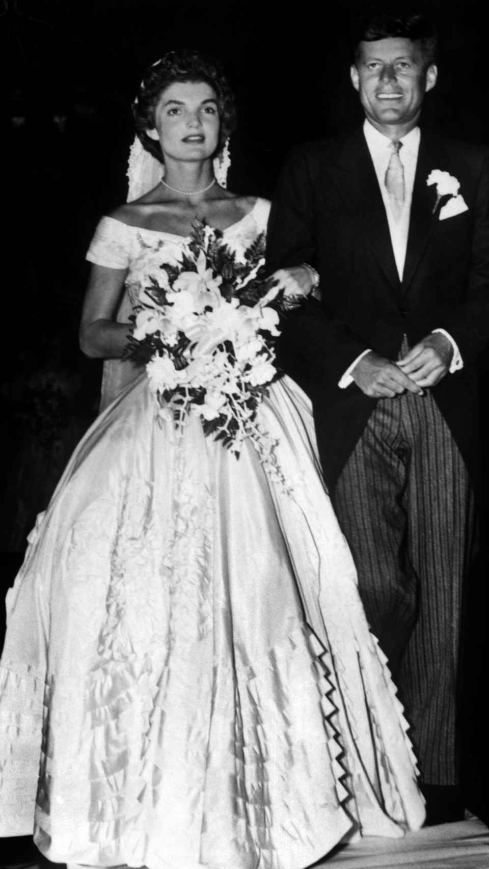 Jackie Kennedy en su boda con John F. Kennedy.