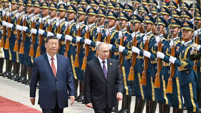 Vladimir Putin y Xi Jinping este jueves en Pekín, China.