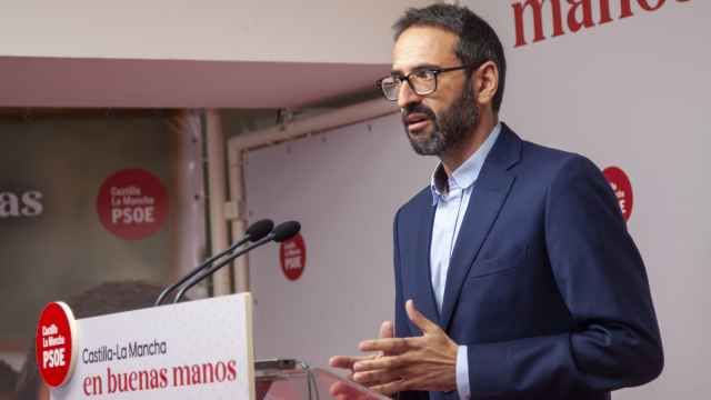 Sergio Gutiérrez, secretario de Organización del PSOE de Castilla-La Mancha, este viernes en rueda de prensa.