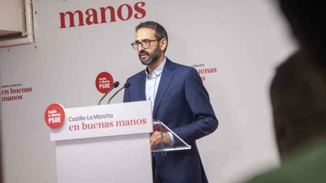Sergio Gutiérrez, secretario de Organización del PSOE de Castilla-La Mancha, este viernes en rueda de prensa.