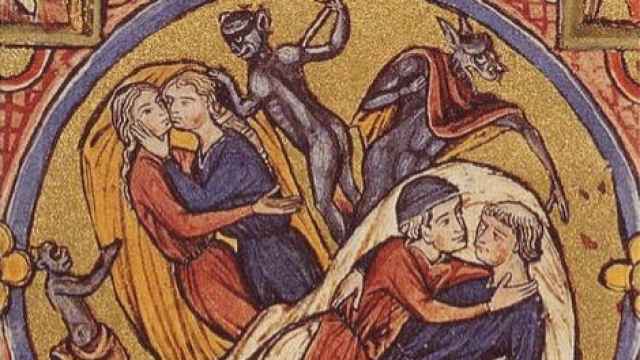 Sodomitas según una Biblia moralizante francesa de la Edad Media.