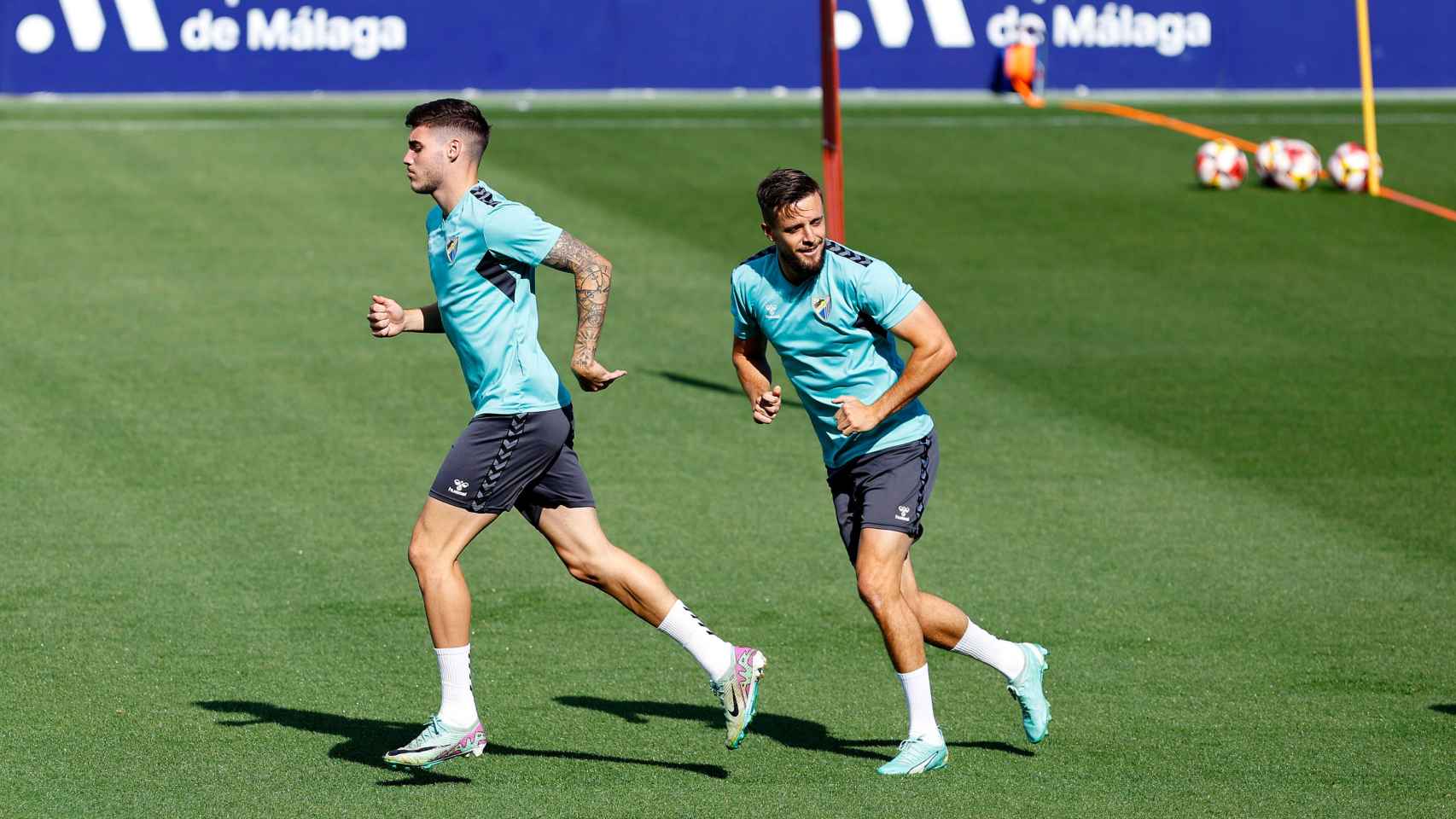 Roberto y Genaro durante un entrenamiento con el Málaga CF
