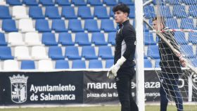 El guardameta Javi Rabanillo, durante el entrenamiento en el Municipal Reina Sofía