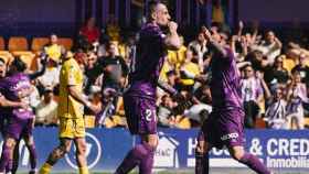 Álvaro Negredo celebra el gol del empate contra el Alcorcón, este domingo