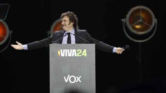 Javier Milei, en el acto de Vox en Madrid este domingo.