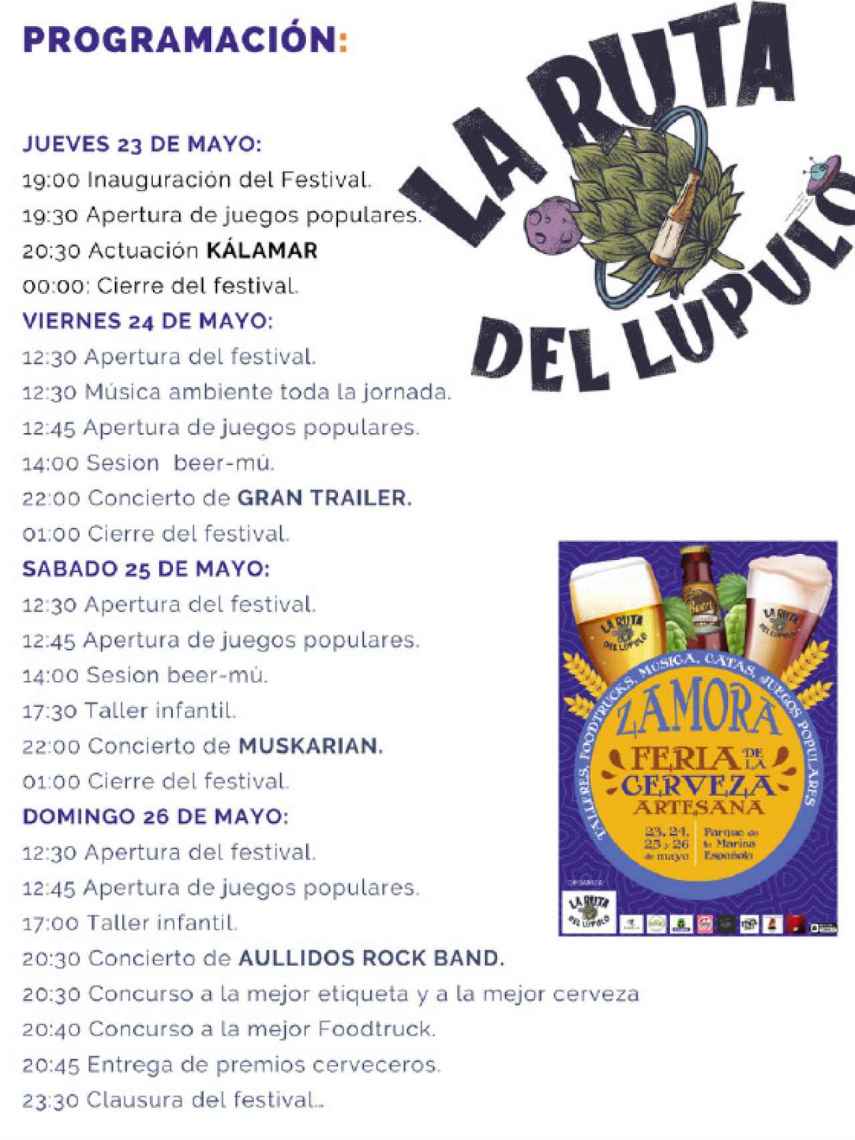 Programación de la cuarta edición de la Feria de la Cerveza Artesana