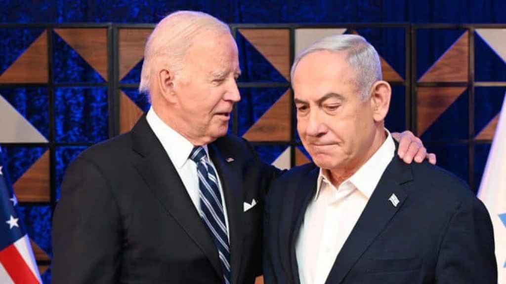 Joe Biden y Benjamin Netanyahu en una reunión el 18 de octubre de 2023 en Tel Aviv.