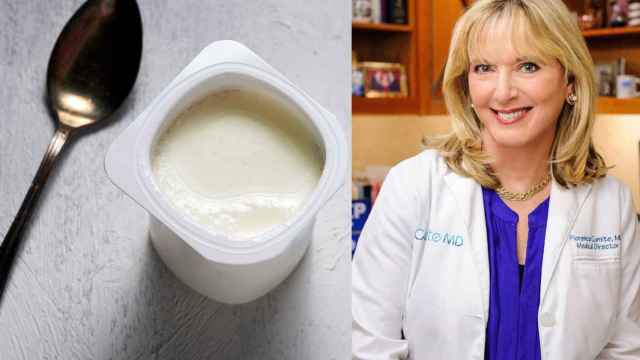 La médico Florence Comite y un yogur natural.