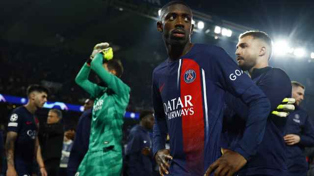 Ousmane Dembélé, con rostro serio tras la eliminación del PSG en Champions League.
