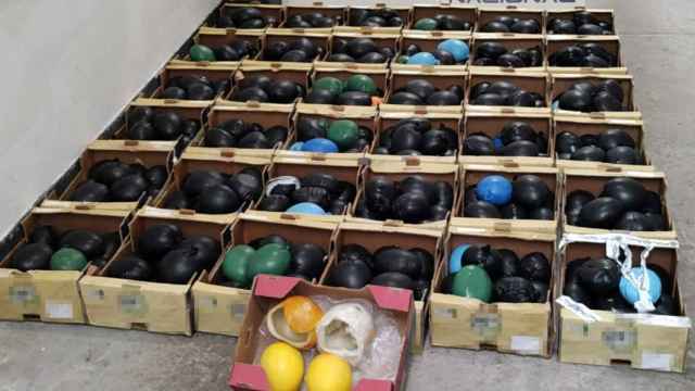 Melones rellenos de cocaína incautados en el Puerto de Vigo.