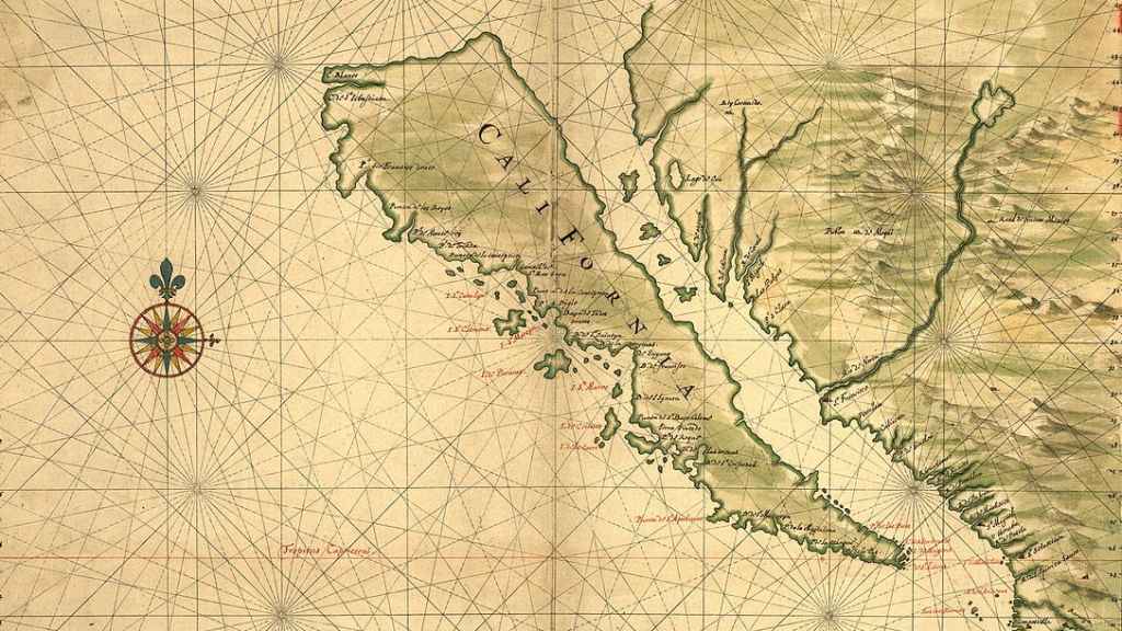 California representada como una isla en un mapa de 1650.