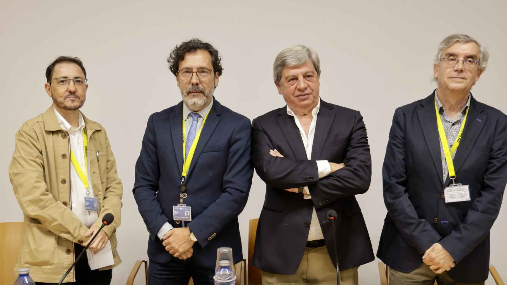 El catedrático emérito de la Usal y fundador del evento, Juan Jesús Cruz, el jefe de Unidad de Oncología Médica del Causa y presidente de Seom, César A. Rodríguez, el jefe de Servicio de Oncología del Causa y profesor titular de la Usal, Emilio Fonseca, y el jefe de Unidad de Oncología Médica del Causa, Edel del Barco