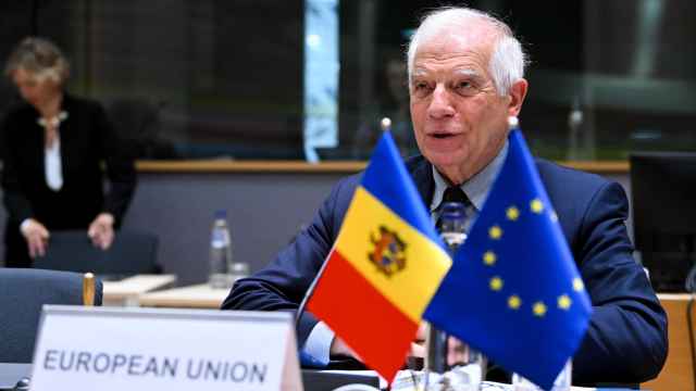 El jefe de la diplomacia europea, Josep Borrell, durante la reunión con Moldavia celebrada este martes en Bruselas