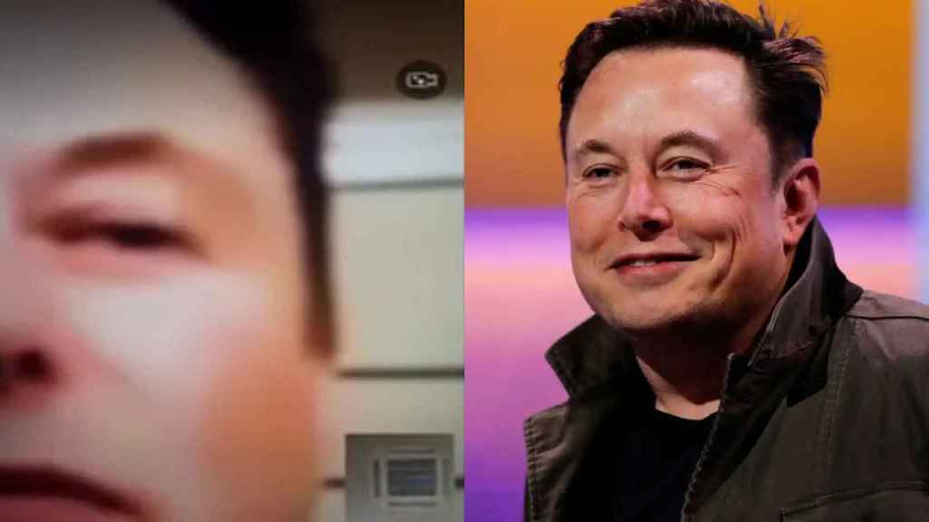Captura de uno de los vídeos del estafador (izqda) y una foto real de Elon Musk (dcha).