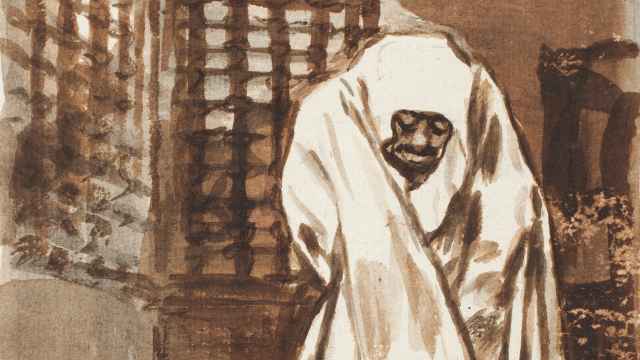 No comas celebre Torregiano. Detalle de la acuarela realizada por Goya donde muestra al artista florentino en su celda. Museo del Prado, Madrid