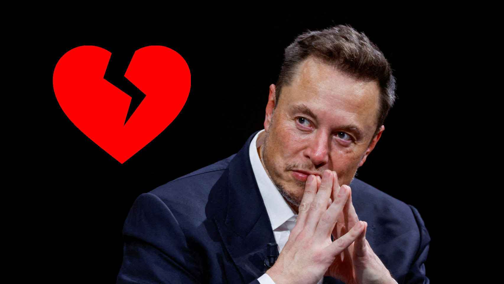 Montaje de Elon Musk con un corazón roto