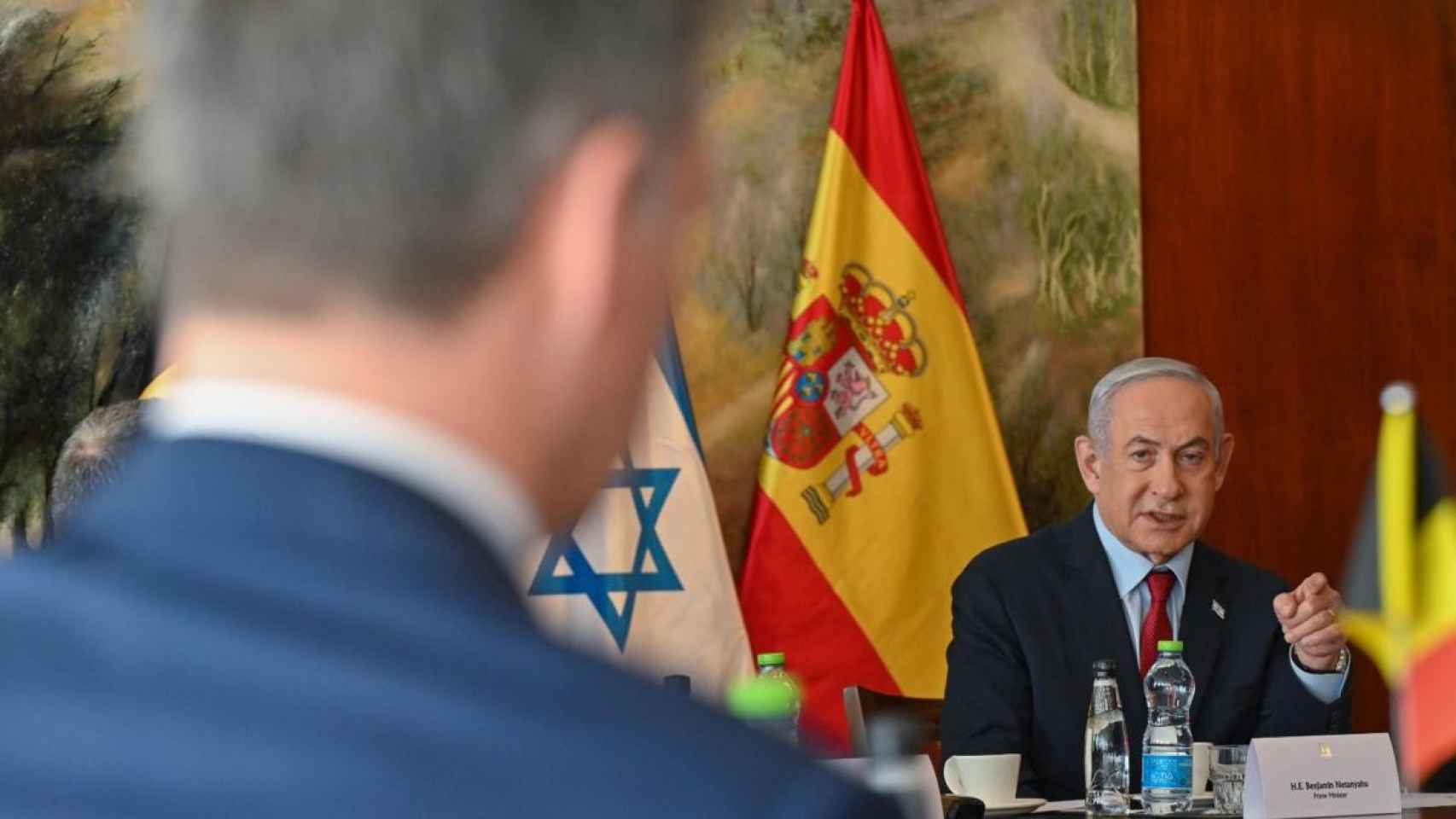 El primer ministro israelí, Netanyahu, en una reunión con el presidente Sánchez.