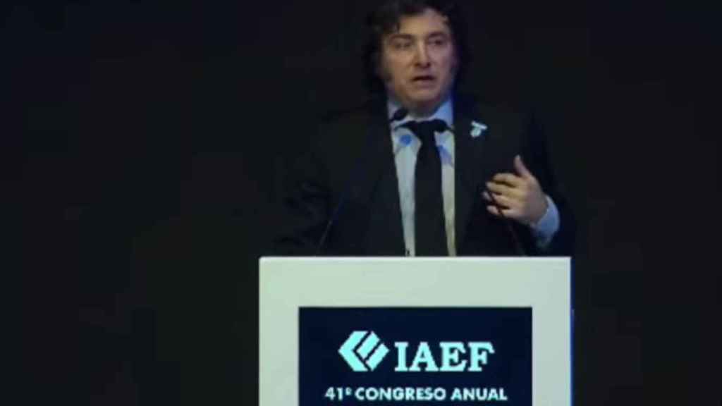 El presidente de Argentina, Javier MIlei, este martes en un congreso en Buenos Aires.