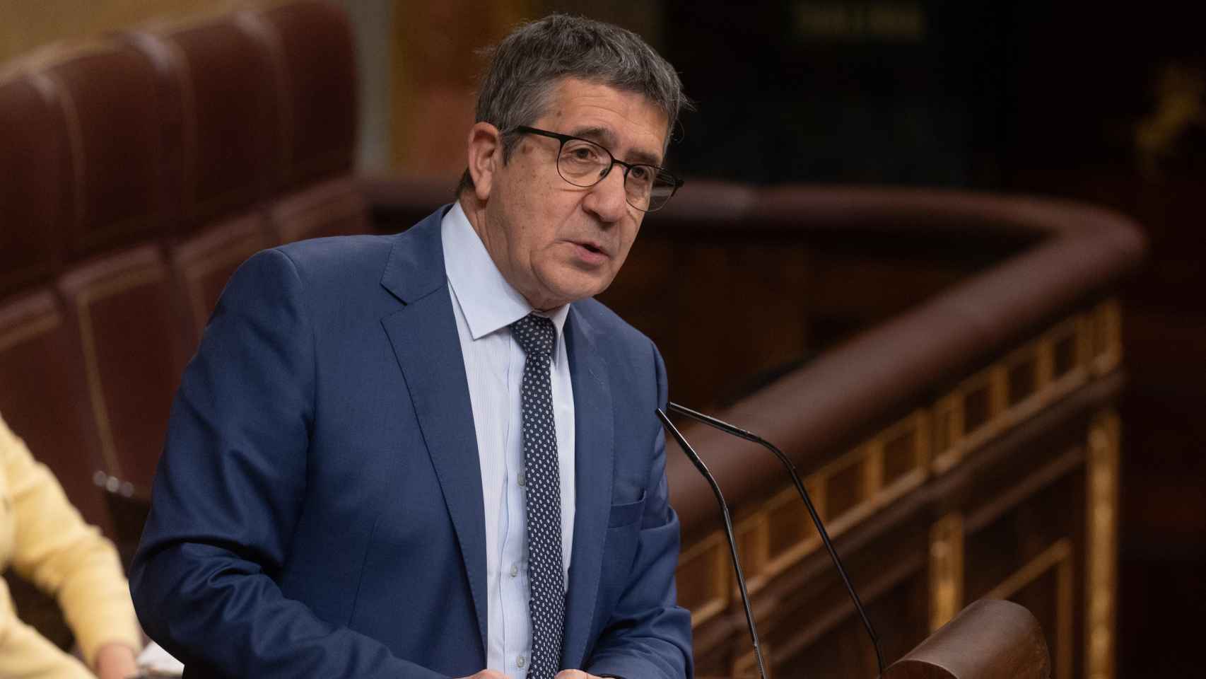 El portavoz del PSOE en el Congreso, Patxi López, durante el pleno del Congreso de este miércoles.