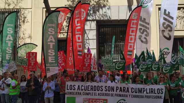 Concentración de sanitarios hoy en Málaga.