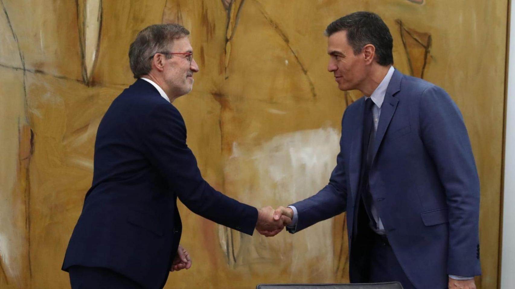 Senén Barro, director científico del CiTIUS, en su encuentro con Pedro Sánchez.