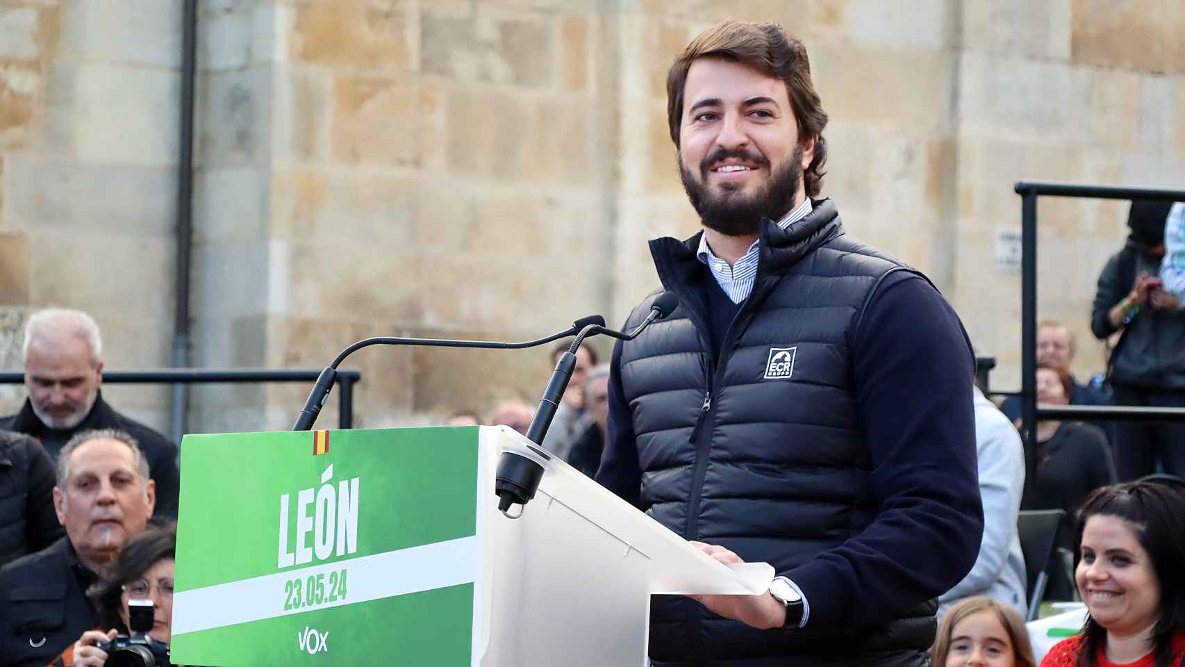 El vicepresidente de la Junta, Juan García-Gallardo, en un acto de campaña en León