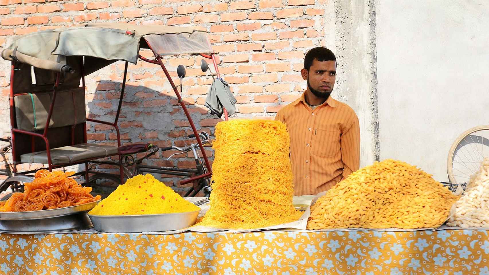 Comida callejera en la India.