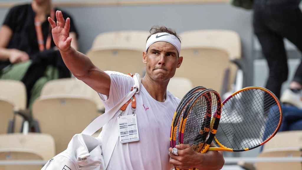 Rafa Nadal, tras un entrenamiento en las instalaciones de Roland Garros