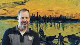 José Miguel Viñas y el cuadro 'Los descargadores en Arlés' de Vincent van Gogh.