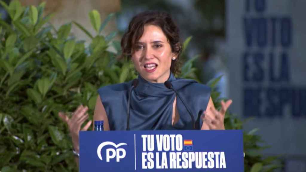 Isabel Díaz Ayuso en la apertura de campaña de las Elecciones Europeas en Madrid.