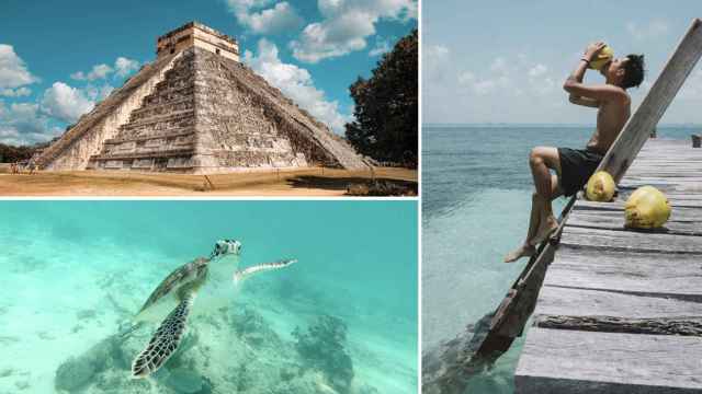 Visitar las ruinas de Chichén Itzá, nadar con tortugas en las aguas de Playa del Carmen o disfrutar de agua de coco en la península de Holbox, entre las decenas de actividades que ofrece la península de Yucatán, en México.