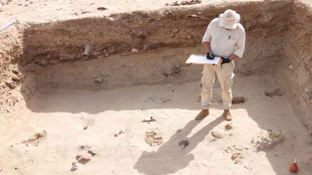Arqueólogo de la Universidad de Breslavia excavando en Berenice Egipto.