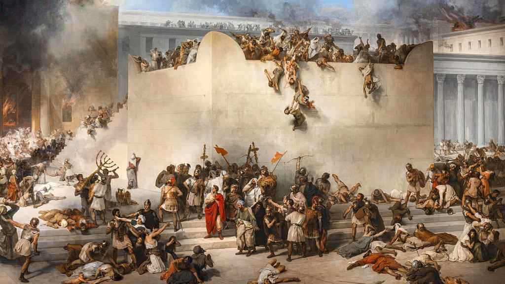La destrucción del Templo de Jerusalén según el pincel de Francesco Hayez. 1867.